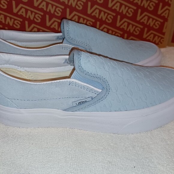 VANS Men's 5/Women's 6.5 Slip On Houndstooth Embossed Suede Winter Sky - Picture 9 of 12